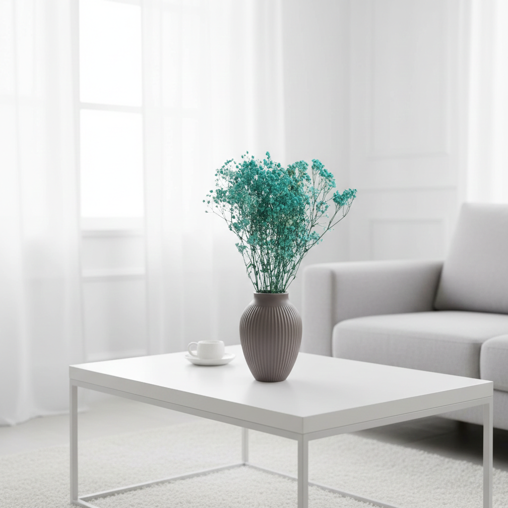 Stabilizovaná Gypsophila box pro aranžování - modrá detail